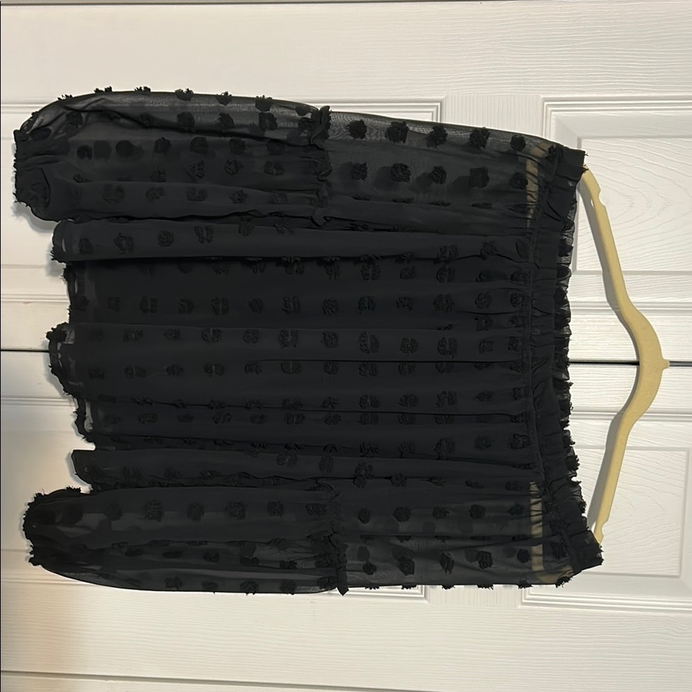 Black Sheer Polka Dot Blouse